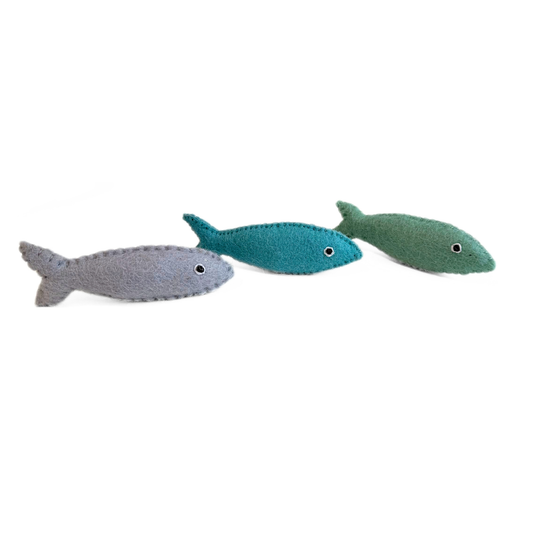 Premium Katzenspielzeug Filz-Fische | aus 100% Schafwolle
