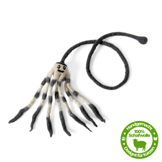 Premium Katzenspielzeug Filz-Tintenfisch “Marly” - aus 100 % Schafwolle & integrierter Klangkugel