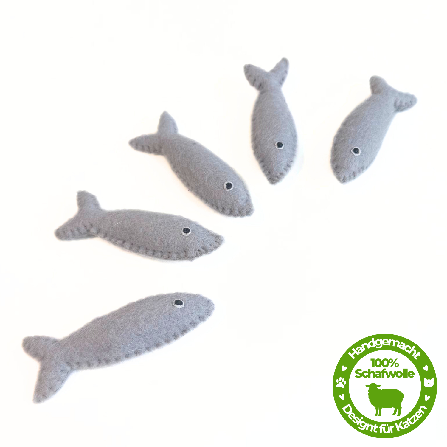 Premium Katzenspielzeug Filz-Fische | aus 100% Schafwolle