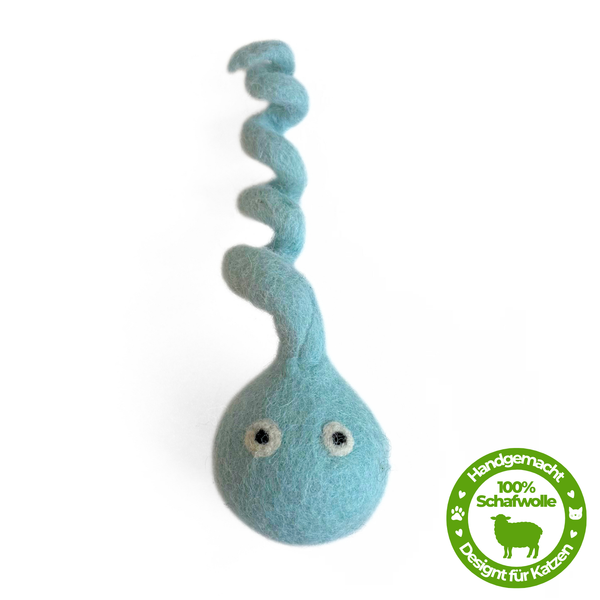 Premium Katzenspielzeug Sprungfeder “Twisty” Hellblau - aus 100 % Schafwolle
