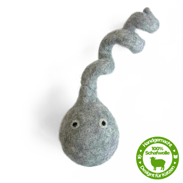 Premium Katzenspielzeug Sprungfeder “Twisty” Grau - aus 100 % Schafwolle