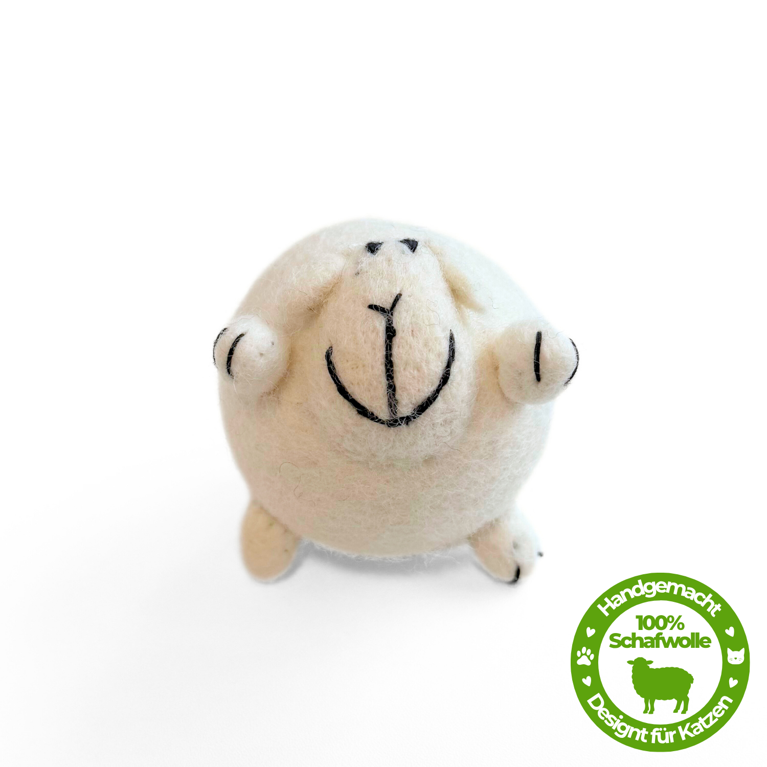 Premium Katzenspielzeug Filz Schaf “Shawny” weiss - aus 100 % Schafwolle
