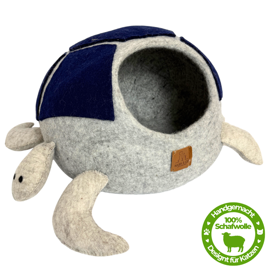Katzenhöhle Filz – Handgefertigtes Katzenbett aus 100 % Schafwolle - Schildkrötli