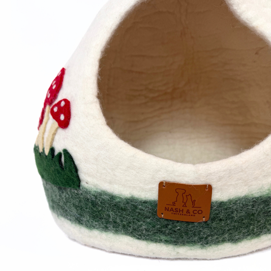 Katzenhöhle Filz – Handgefertigtes Katzenbett aus 100 % Schafwolle - Wiesen-Tipi