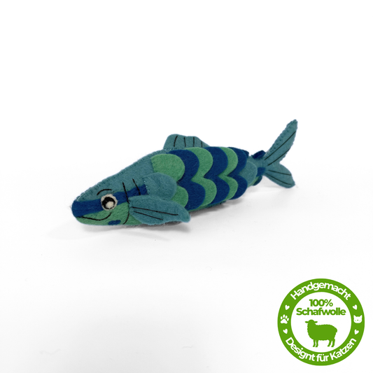 Premium Katzenspielzeug Filz Fisch „Blubbli“ - aus 100 % Schafwolle