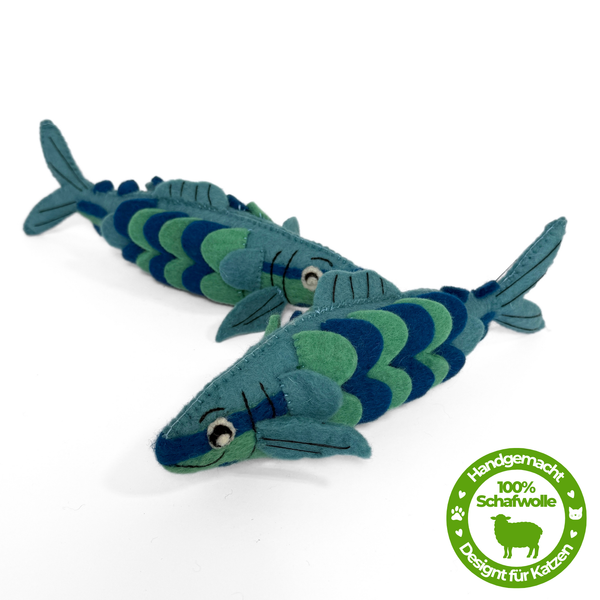 Premium Katzenspielzeug Filz Fisch „Blubbli“ - aus 100 % Schafwolle