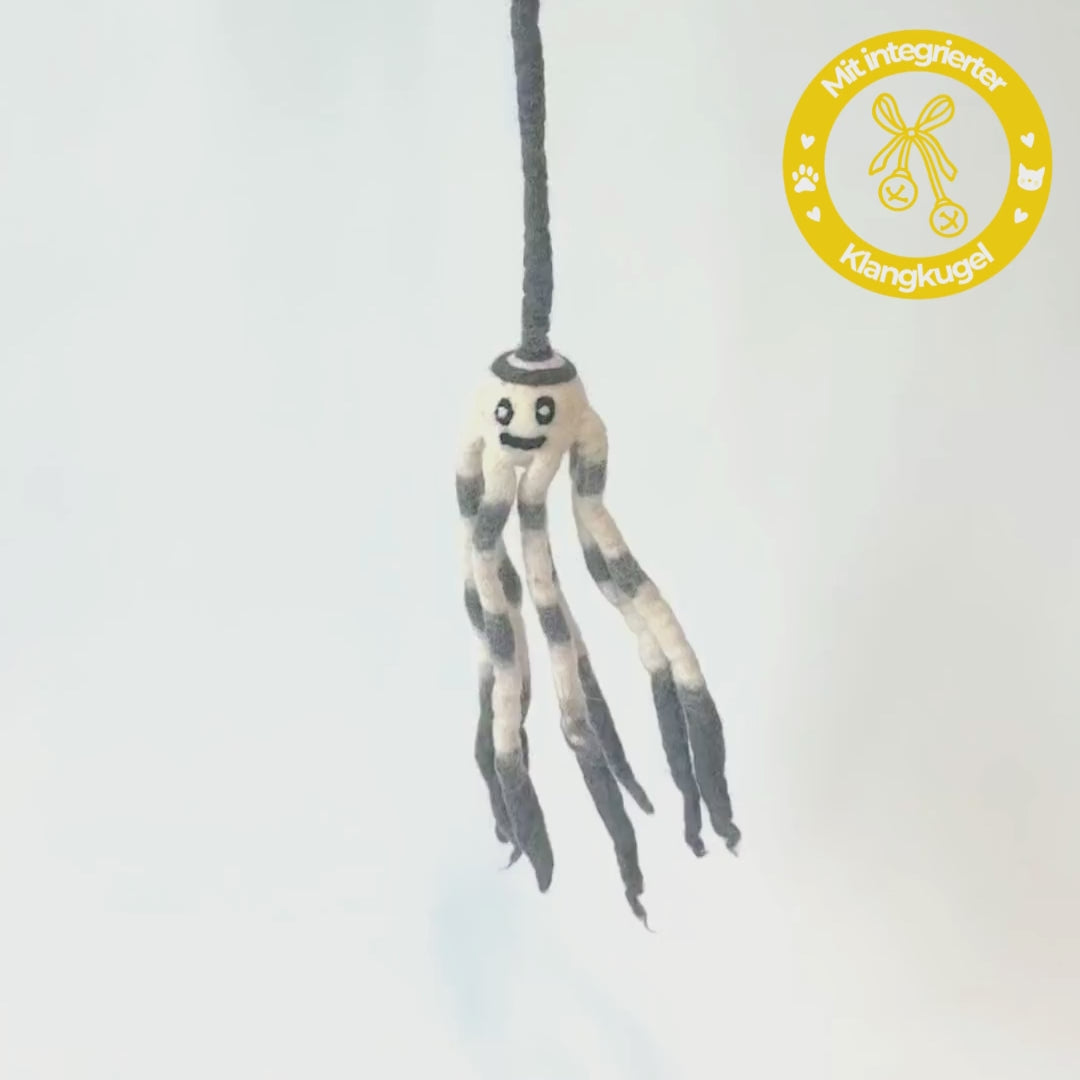 Premium Katzenspielzeug Filz-Tintenfisch “Marly” - aus 100 % Schafwolle & integrierter Klangkugel
